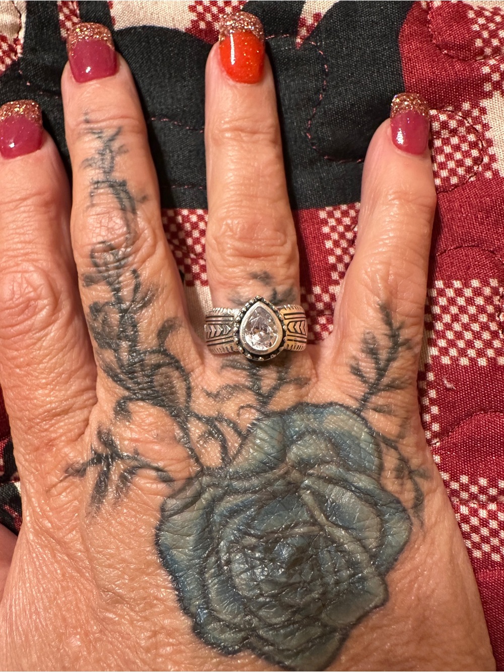 Sterling Teardrop CZ Statement Ring in Silver